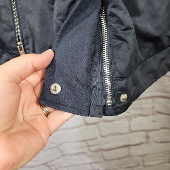 Zara Navy Blue Zip & Button Front Windbreaker Jacket - Picture 9 of 16